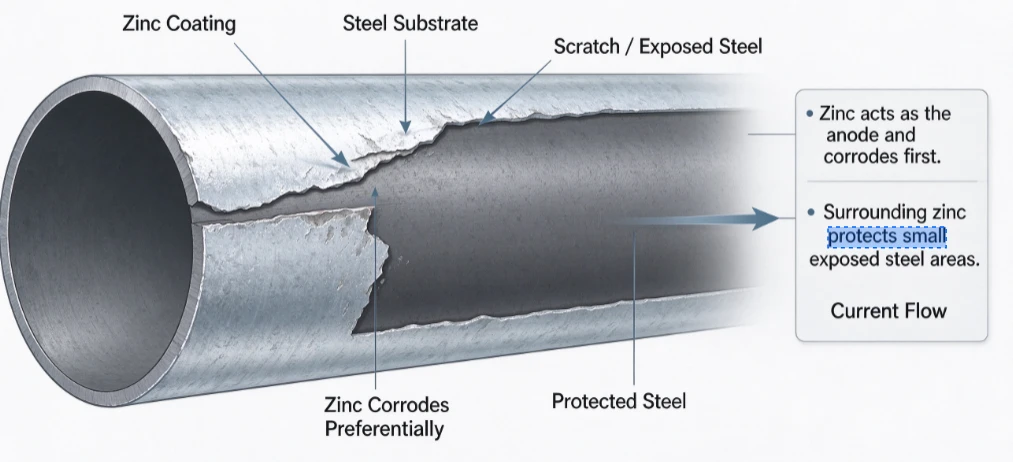 sacrificial-zinc-protection-scratched-galvanized-pipe sacrificial-zinc-protection-scratched-galvanized-pipe